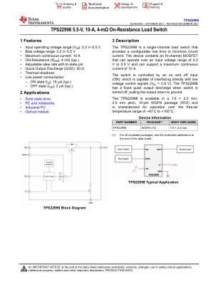 TPS22998 datasheet cover page