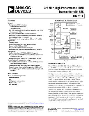 ADV7511 数据手册首页