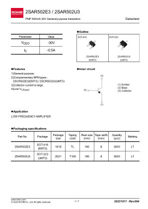 2SAR502E3 datasheet cover page