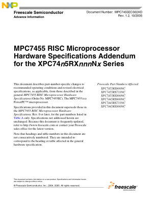 MPC7455ECS02AD 数据手册首页
