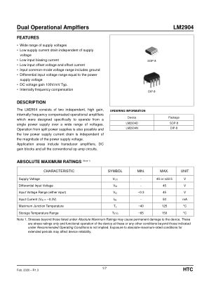 LM2904 datasheet cover page