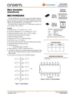 MC74VHCU04 数据手册首页