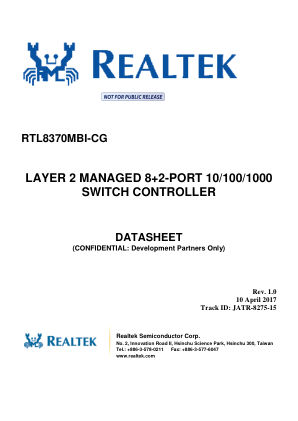 RTL8370MBI-CG datasheet cover page