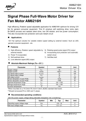 AM6216H 数据手册首页
