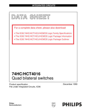 74HCT4016D datasheet cover page