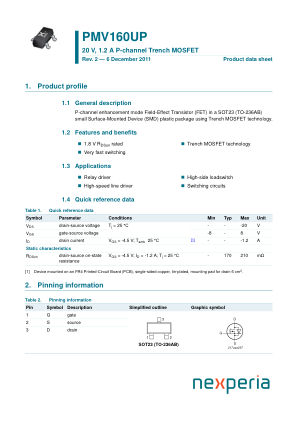 PMV160UPVL datasheet cover page