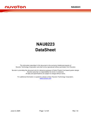 NAU8223 数据手册首页