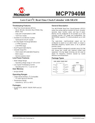 MCP7940M-I 数据手册首页