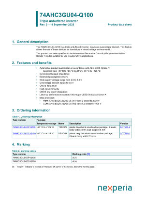 74AHC3GU04DC-Q100H datasheet cover page
