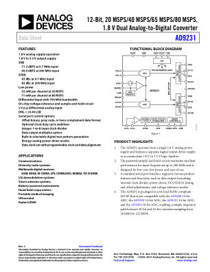 AD9231 数据手册首页