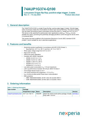 74AUP1G374GW-Q100H datasheet cover page