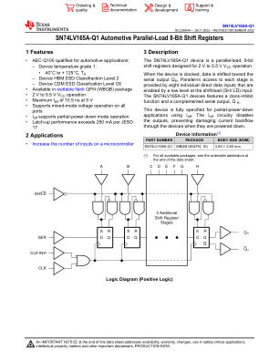 SN74LV165A-Q1 datasheet cover page