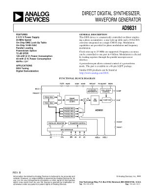 AD9831 datasheet cover page