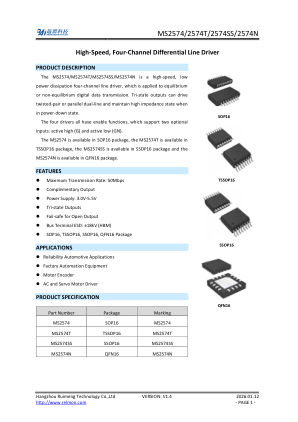 MS2574 datasheet cover page