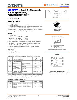 FDC6318P 数据手册首页