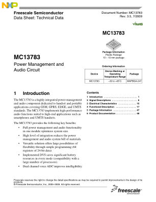 MC13783 数据手册首页