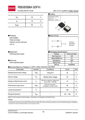 RB085BM-30FH 数据手册首页