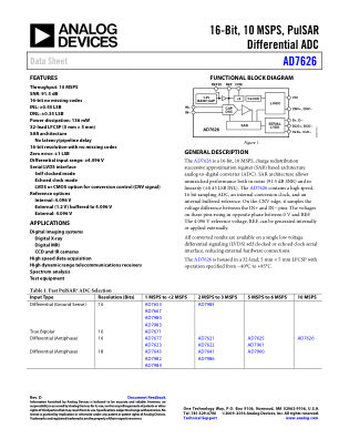 AD7626 数据手册首页