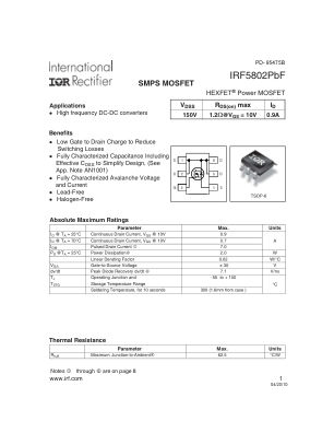 IRF5802 datasheet cover page