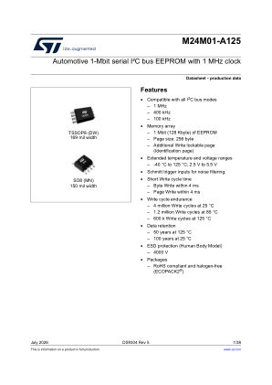 M24M01-A125 datasheet cover page
