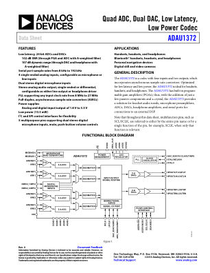 ADAU1372 数据手册首页