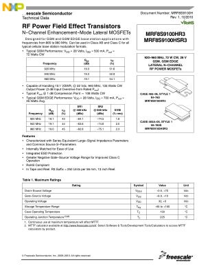 MRF8S9100H datasheet cover page