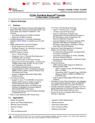 CC2564 datasheet cover page