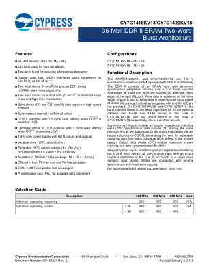 CY7C1418KV18 datasheet cover page