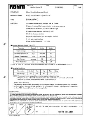 BH1620FVC datasheet cover page