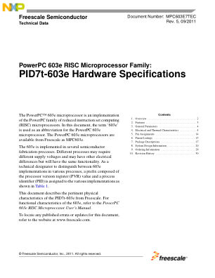 MPC603E7TEC datasheet cover page