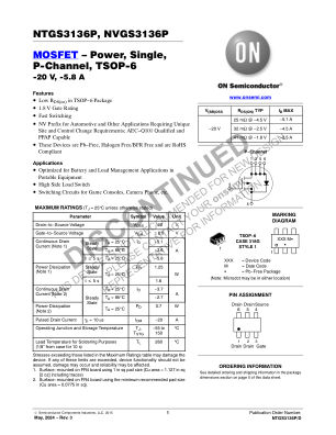 NTGS3136P datasheet cover page