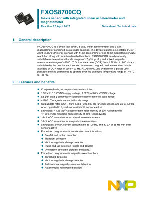 FXOS8700CQ datasheet cover page