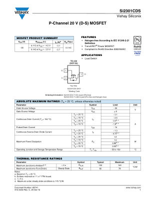SI2301CD 数据手册首页