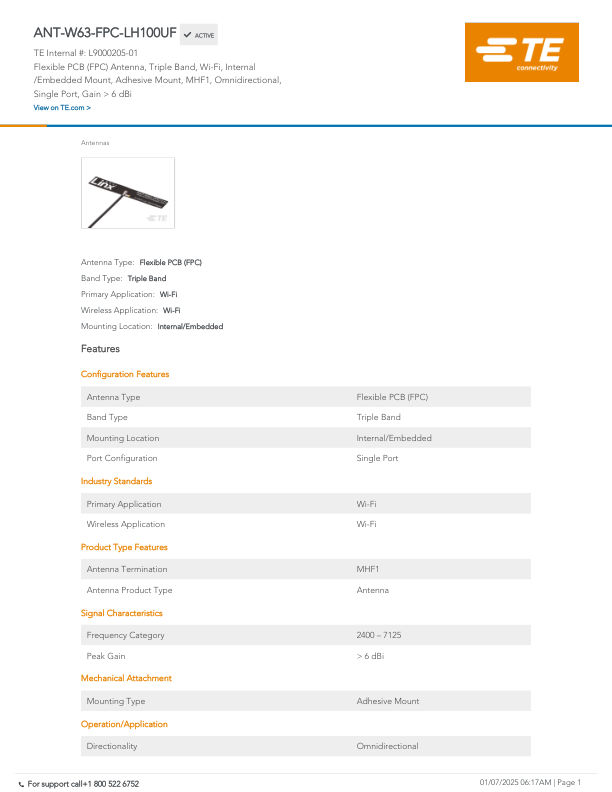 ANT-W63-FPC-LH100UF datasheet cover page