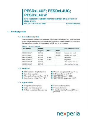 PESD5V0L4UG datasheet cover page