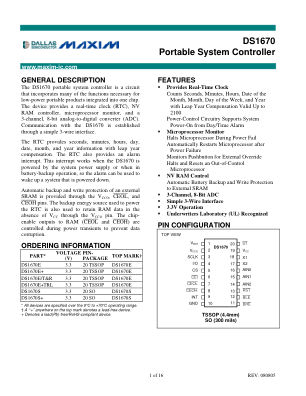 DS1670 datasheet cover page