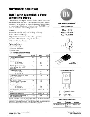NGTB30N135IHR datasheet cover page