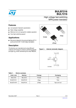 BUL7216 datasheet cover page