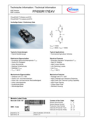 FF650R17IE4V datasheet cover page