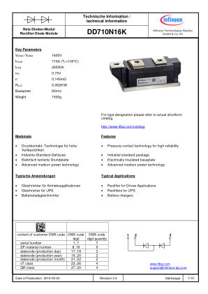 DD710N16K 数据手册首页