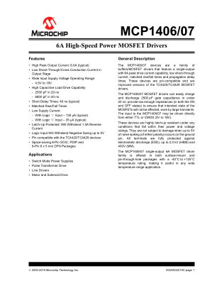 MCP1406-E 数据手册首页