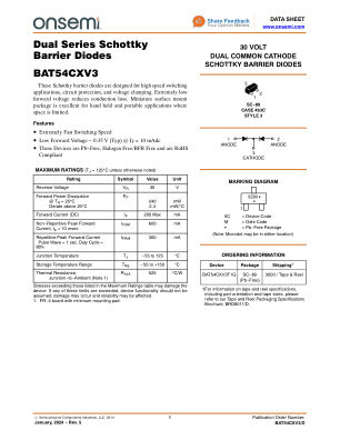BAT54CXV3 数据手册首页