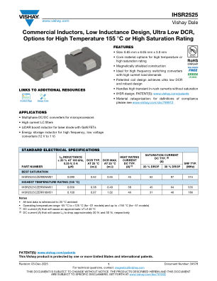 IHSR2525 datasheet cover page