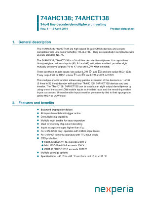 74AHC138PW datasheet cover page