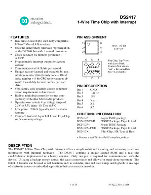 DS2417 datasheet cover page