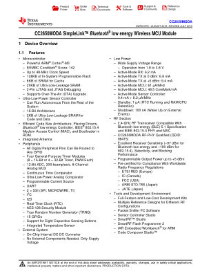 CC2650MODA datasheet cover page