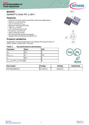 IPT023N10NM5LF2 datasheet cover page