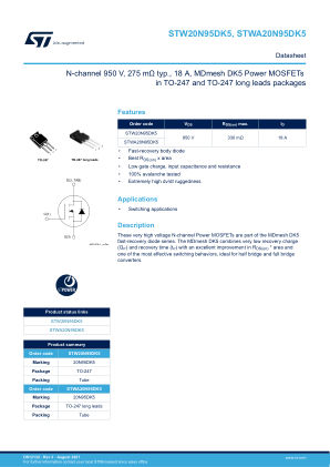 STW20N95DK5 datasheet cover page