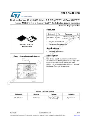 STL8DN4LLF6 数据手册首页