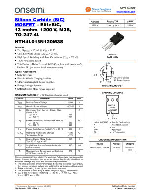 NTH4L013N120M3S 数据手册首页